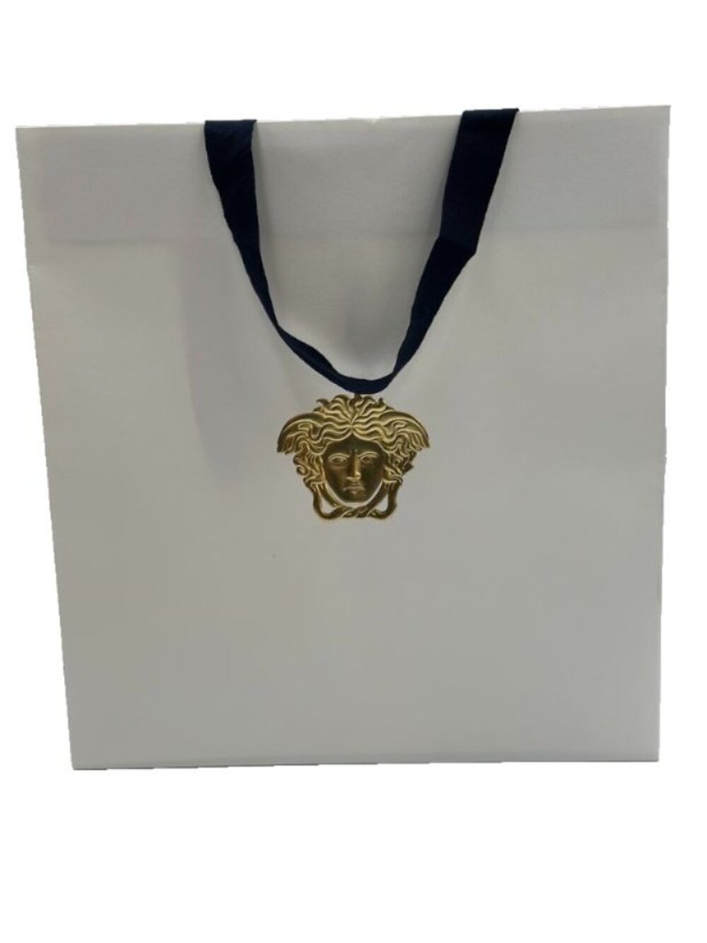 Authentic Versace Large Shopping Gift Bag White Gold Medusa Logo 14x12x6